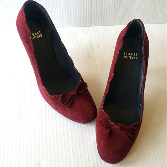 STUART WEIZTMAN BURGUNDY SUEDE PUMP HEEL SHOE SIZE 8M - Picture 14 of 15